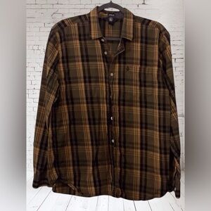 VOLCOM Brown Plaid Shirt - Timeless Vintage Vibes• grunge dark academia Y2K